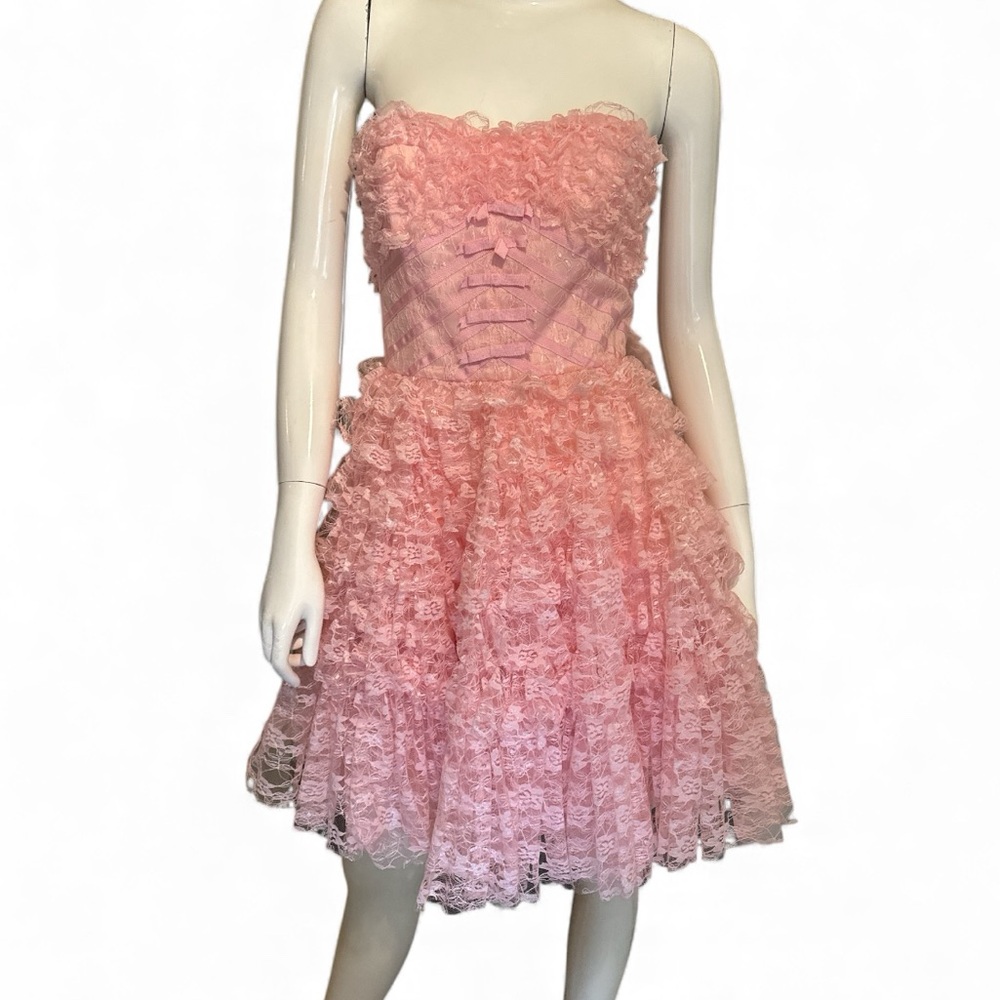 Vintage Betsey Johnson Pink Ruffle Prom Dress